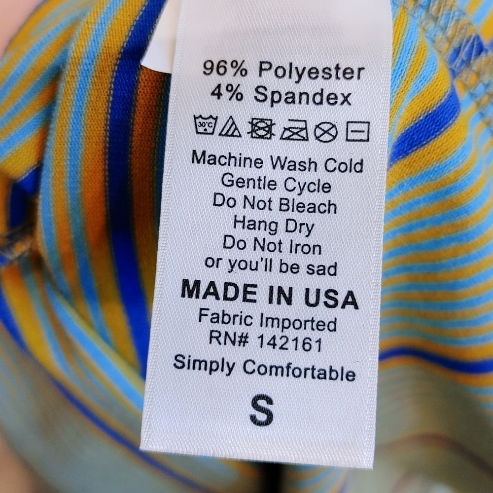 NWT LuLaRoe Maria Maxi Dress Small Blue Mustard Stripe High Low - Picture 7 of 10